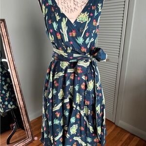 Cactus Print Midi Dress